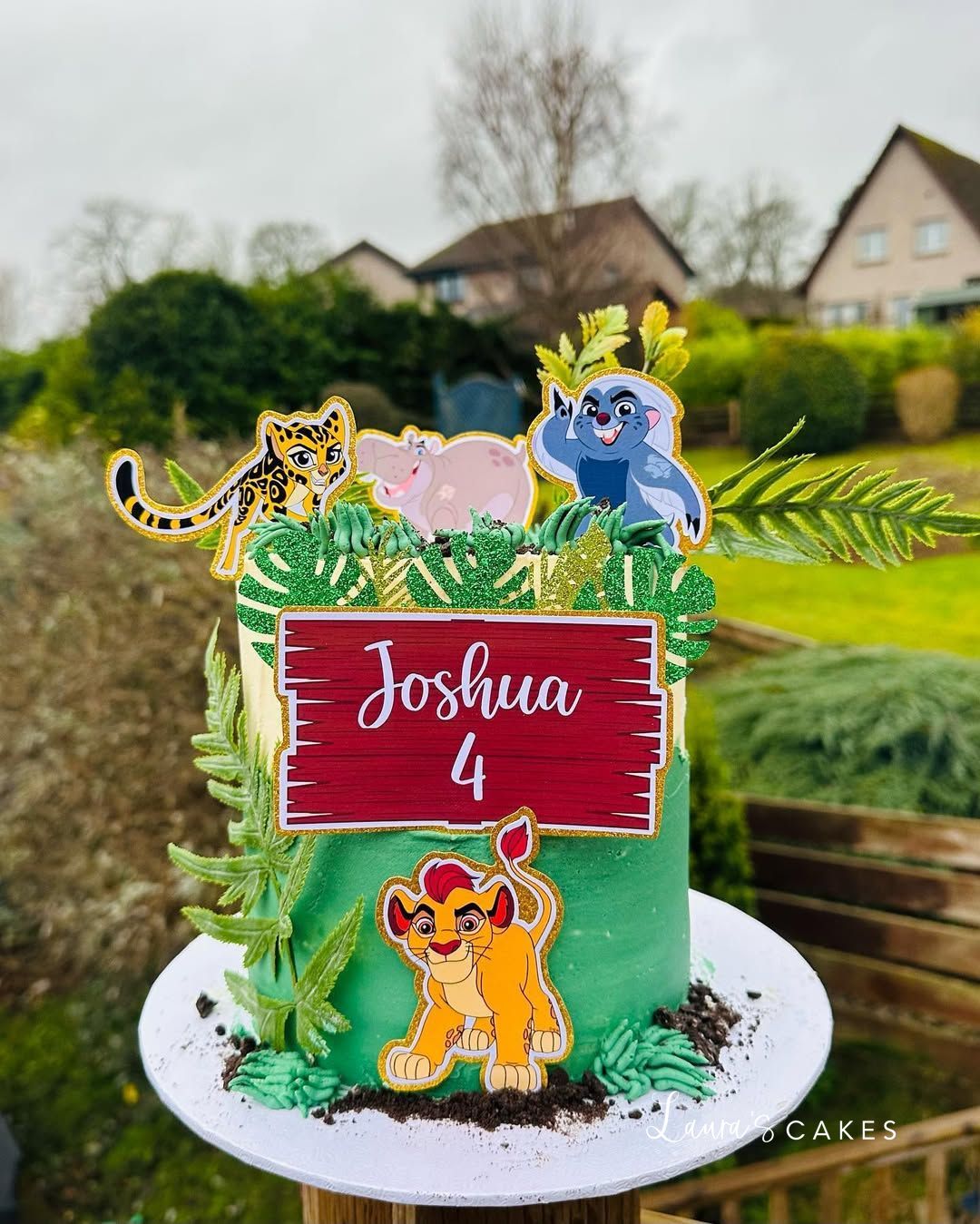 Celebration cake: A jungle theme on it