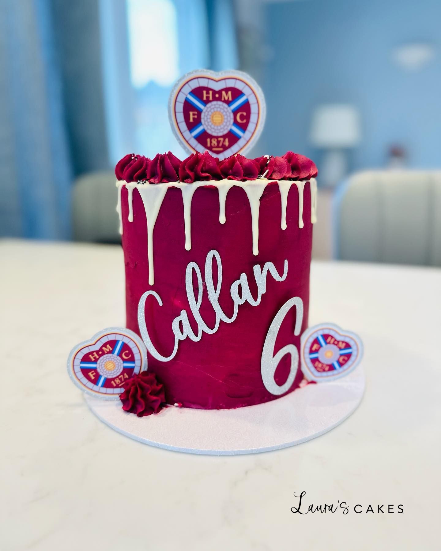 Celebration cake: A red and white drip drip