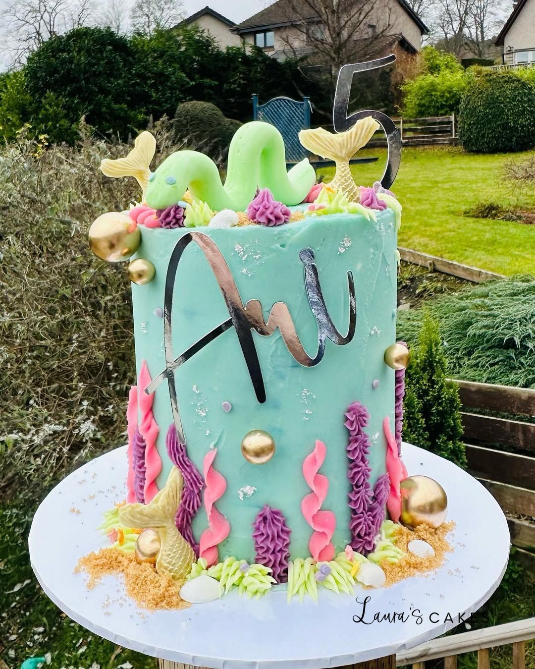 Celebration cake: A sea theme on it