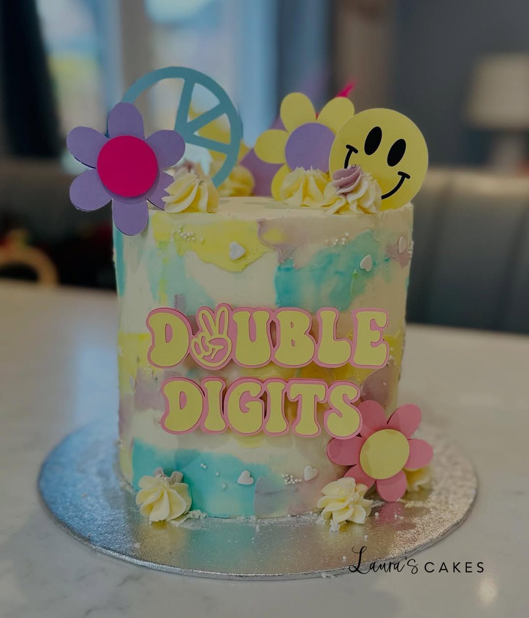 Celebration cake: A smiley face on top