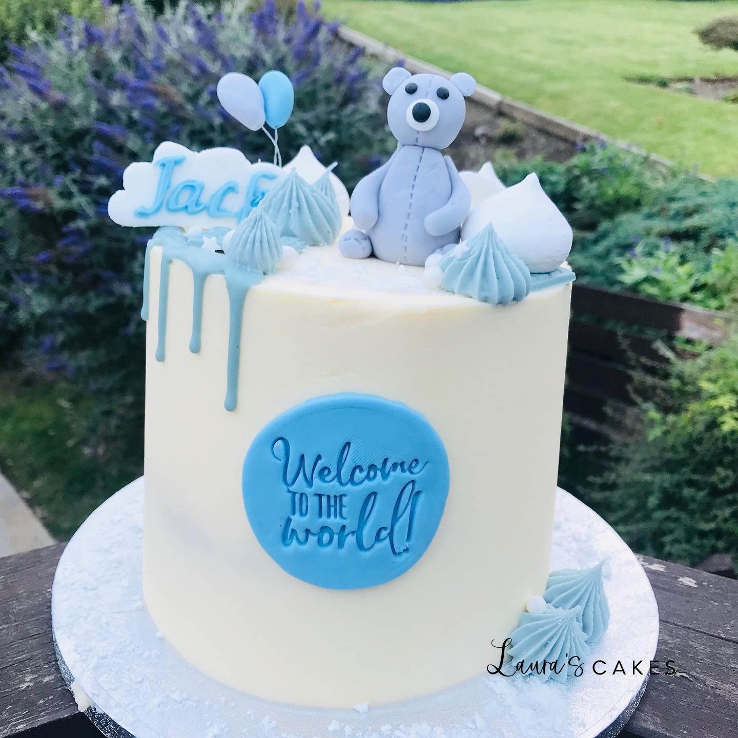Celebration cake: A teddy bear on top