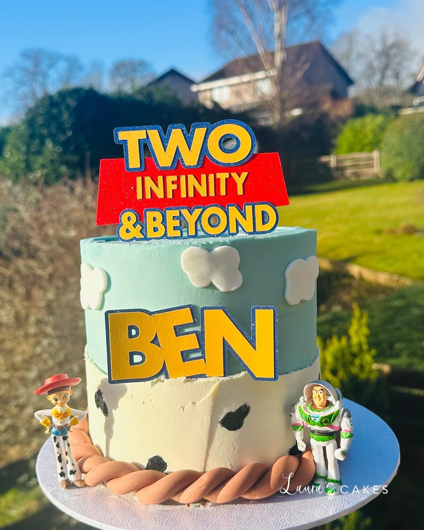 Celebration cake: A toy story book on top