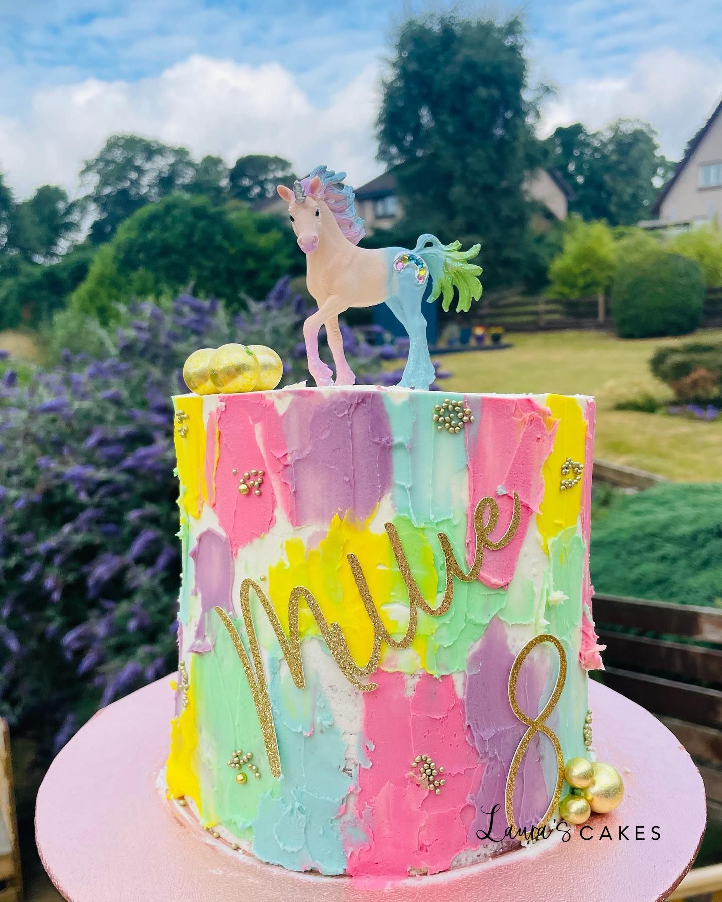 Celebration cake: A unicorn on top