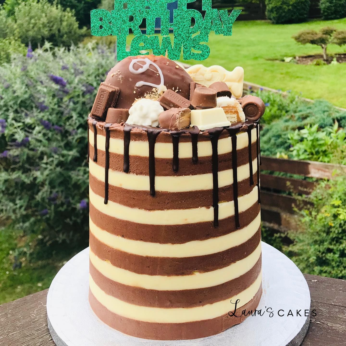 Celebration cake: Chocolate and marshs on top